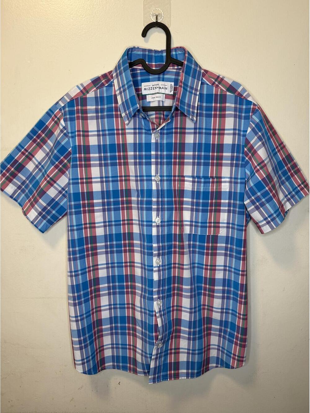 Mizzen+Main Leeward Men’s Large Trim Fit Plaid Button-Up Shirt